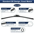 thumbnail image 4 of Unique Bargains 2pcs 22"+18" Silicone Front Windshield Wiper Blade for Chevrolet Colorado 15-22 Top-Lock / Push Button, 4 of 6
