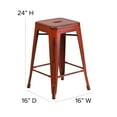 thumbnail image 5 of Merrick Lane Metal 24" Counter Height Stool with Distressed Kelly Red Powder Coated Finish and Integrated Floor Glides, 5 of 8