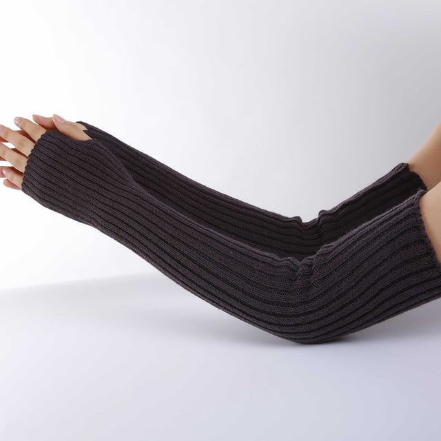 Gants Longs Sans Doigts Tricotés pour Femmes Chauffe-Poignets d'Hiver