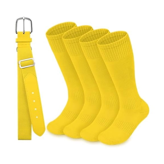 Eryueer Youth Baseball Socks and Belt Combo Set,Youth Softball Socks and Adjustable Baseball Belt for Boys Girls