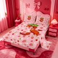 thumbnail image 2 of meiyoeat 3D Cartoon Monogram S King Sheetspink Fruit Strawberry Bedding For Girl,4 Pieces,1 Flat Sheet,1 Fitted Sheet And 2 Pillowcases, 2 of 6