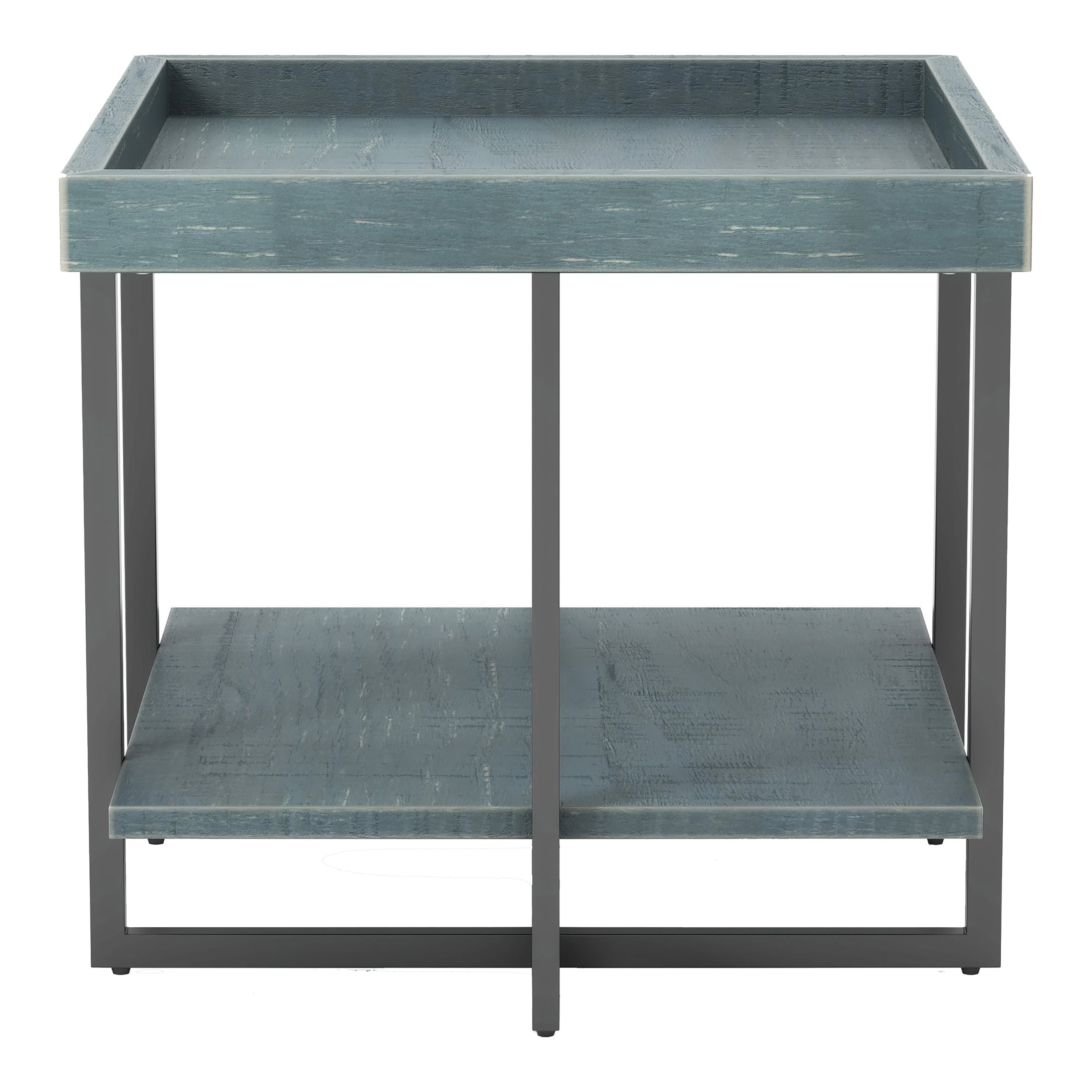 Furniture of America Uurt 1-Shelf End Table, Antique Blue