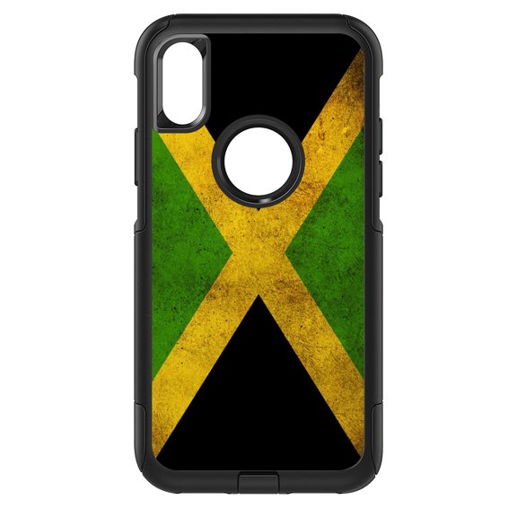 DistinctInk Custom SKIN / DECAL compatible with OtterBox Commuter for iPhone XR (6.1" Screen) - Jamaica Old Flag Black Green Yellow - Show Your Love of Jamaica