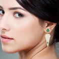thumbnail image 2 of Natural Emerald Dangle Earrings 18k Yellow Gold Jewelry, 2 of 3