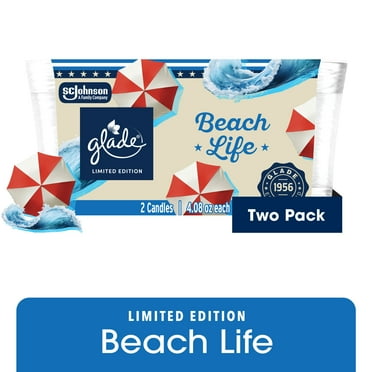 Glade Candle Jar, Beach Life, 4.08 oz, 2 count