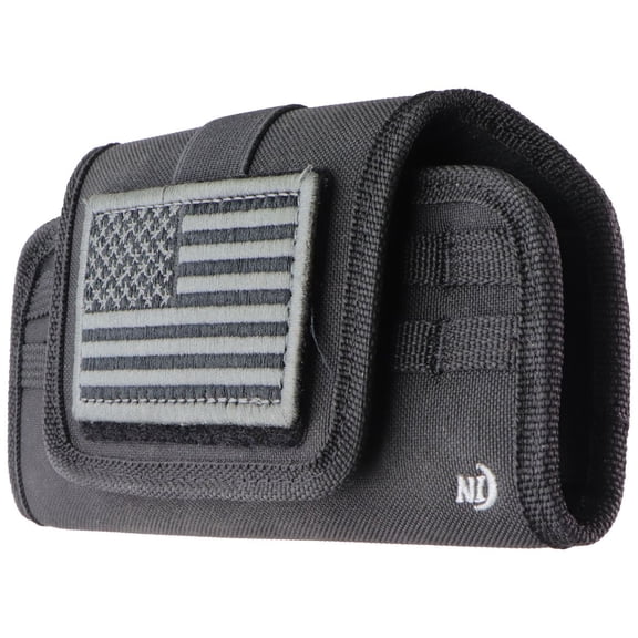 Open Box Nite Ize Horizontal Clip Case Universal Holster (XXL) - Black/USA Patch