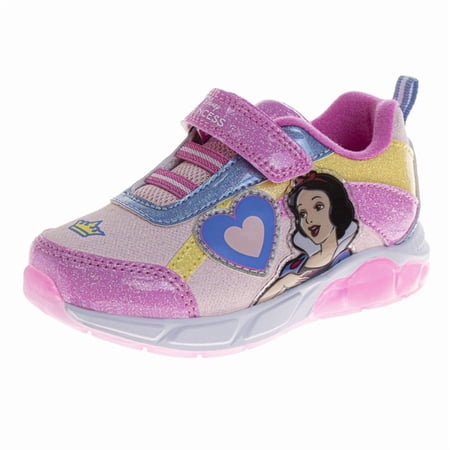 Disney Princess Girls Light Up Sneakers with Hook and Loop Closure (Little Kid), Pink Multi, Size: 11