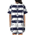thumbnail image 6 of Daiia Anchors Pattern Womens Pajama Sets Short Sleeve Pajamas for Women Sets Soft Lounge Sets Casual Round Neck Sleepwear PJS-X-Large, 6 of 7