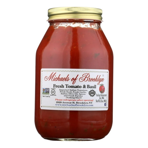 Michael's Of Brooklyn Fresh Tomato Basil Pasta Sauce - 32 Oz Jars - 6 Pack