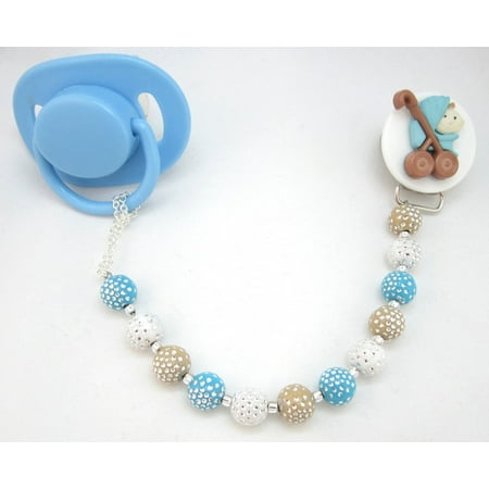 Stroller Pacifier Clip with Acrylic Beads