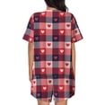 thumbnail image 3 of Qekee Heart Plaid Women's Pajama Set Short Sleeve Sleepwear Summer Home Wear with Pockets Soft Short Sleeve Shirt - Heart Plaid, 3 of 9