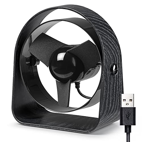 Merkury Innovations Personal Table Top Fan, USB Powered, Mini Softbladed Fan, Black