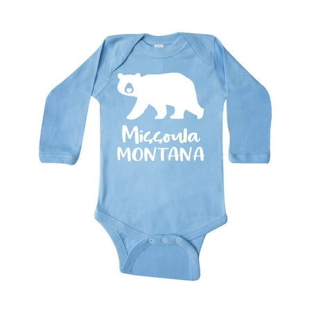 

Inktastic Missoula Montana White Bear Silhouette Gift Baby Boy or Baby Girl Long Sleeve Bodysuit