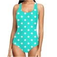 thumbnail image 2 of DDAPJ pyju Womens One Piece Swimsuits Cute Polka Dot Print Beach Swimwear Tummy Control Slimming Bathing Suits Sport Swimsuits Sky Blue XXL, 2 of 6