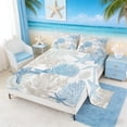 thumbnail image 2 of Manfei Simple Blue Starfish Coral Full Size Sheets for Kids Boys and Girls, Coastal Bed Sheets 4 Pieces, 1 Flat Sheet, 1 Fitted Sheet and 2 Pillowcases, 2 of 6