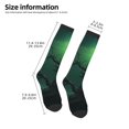 thumbnail image 2 of Xecao Green Night Sky Moon Branches print thigh-high socks, crafted for both men and women with a stretchy, high-opaque design perfect for daily wear, 2 of 6