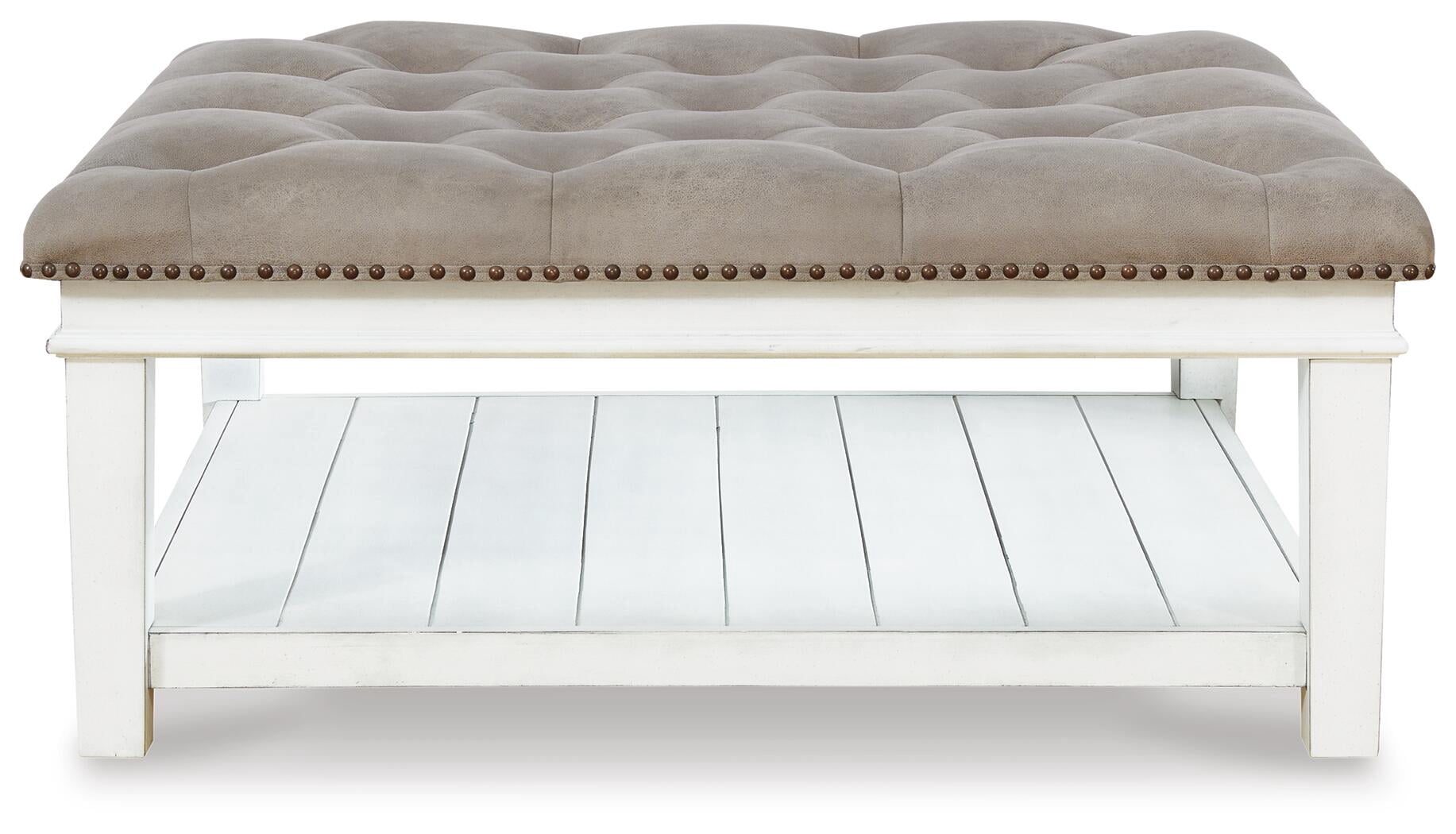 Signature Design by Ashley Contemporary Kanwyn Upholstered Ottoman Coffee Table, Whitewash