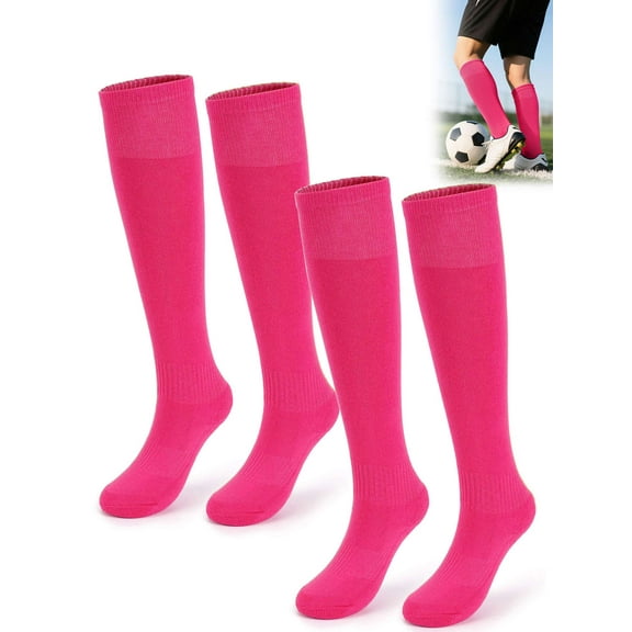 Gustave 2 Pairs Baseball Soccer Socks Knee High Multi-Sport Softball Socks Over the Calf Compression Athletic Socks Tube Socks for Men Women Youth Adult, Pink