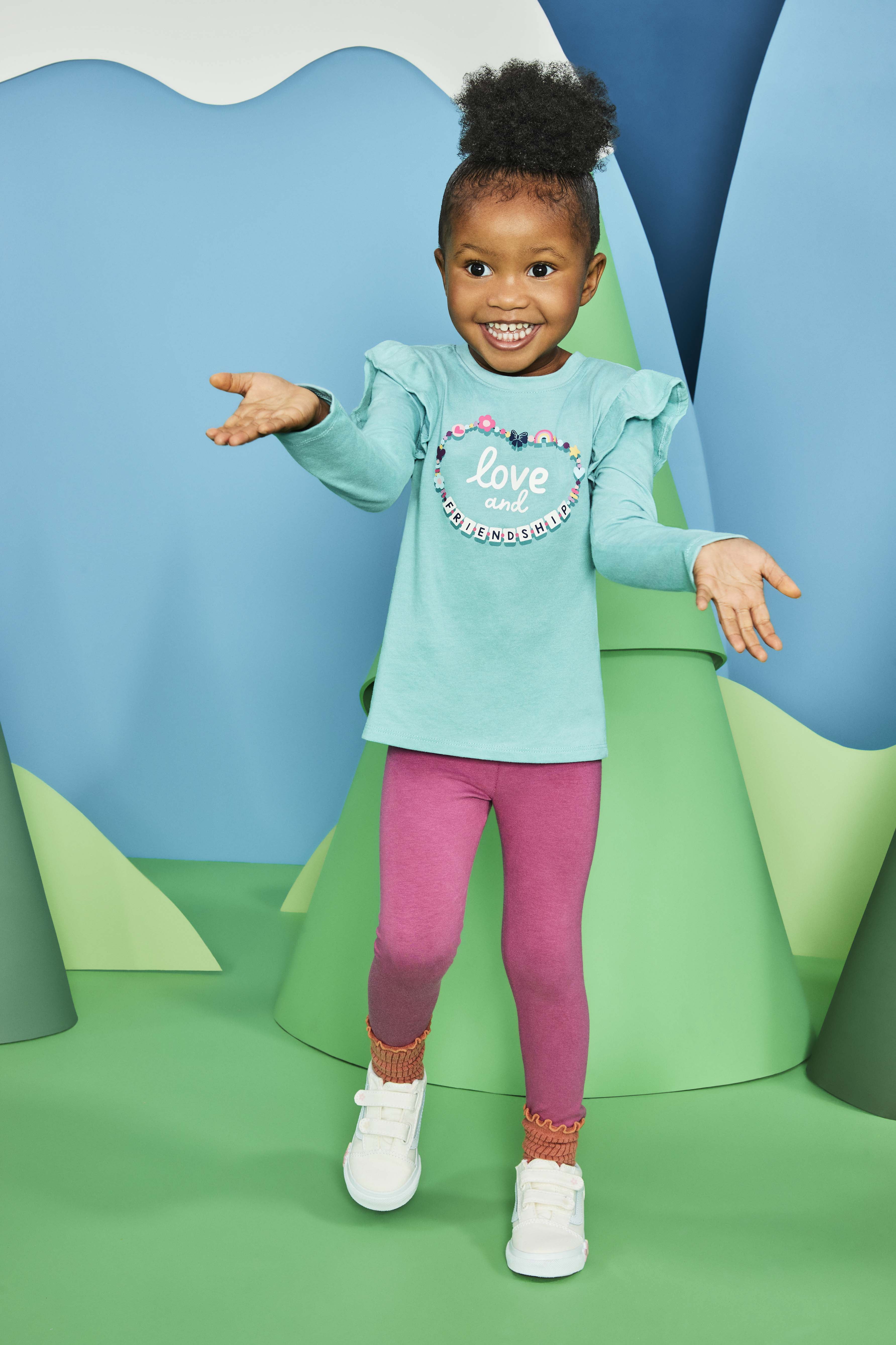 Garanimals Toddler Girl Ruffle Shoulder Long Sleeve Graphic T-Shirt, Sizes 18M-5T