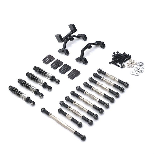 Bewildely Juego de amortiguadores de coche RC a escala 1/16, Kit de varilla de tracción de vehículo, actualización automotriz, reemplazo de Kits de construcción modelo Negro