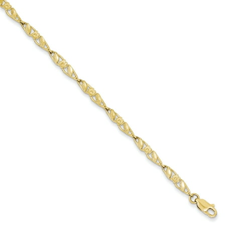 Gold Leaf Finish Set - 10k Yellow Gold Solid Flower Leaf Bracelet 7 Inch Fine Jewelry For Women Gift Set