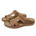 thumbnail image 5 of Caywon Women Wedge Sandals Dressy Soft Leather Sandal,Rubber Sole,Comfortable Walking,Casual Slip on Summer Sandals Slide Sandal Shoes, 5 of 7