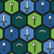 Springs Creative Minecraft Tools Iron Sword, Iron Axe Multicolor 100% Cotton Fabric by The Yard