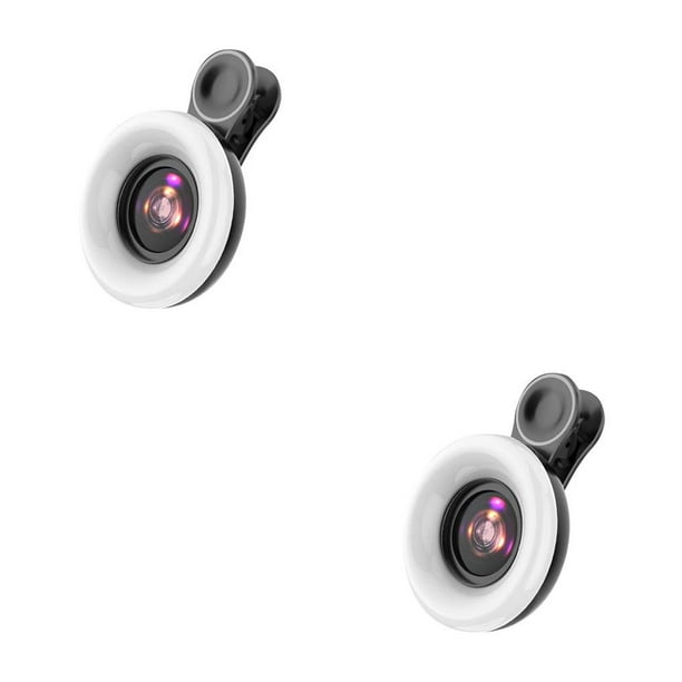 Injueey Mobile Phone Fill Light 15x Lens Mini LED 53 for Android Photography 2piezas Negro