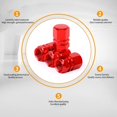 thumbnail image 5 of 4 pcs Valve Caps for Car Tires, Car Valve, Tire Accessories, Universal Valve Cap, Dustproof Valve Cap for Motorcycle Car Bicycle (Red), 5 of 5