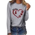 thumbnail image 1 of Pompotops T-shirt Décontracté Imprimé pour Femmes Col Rond Manches Longues Tunique Blouse, 1 of 6