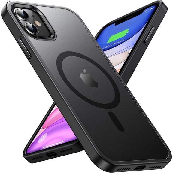 Magnetic for iPhone 11 Case, [Military Grade Drop Tested] [Compatible with MagSafe] Shockproof Translucent Hard Back Soft Slim Protective Case for iPhone 11, Black