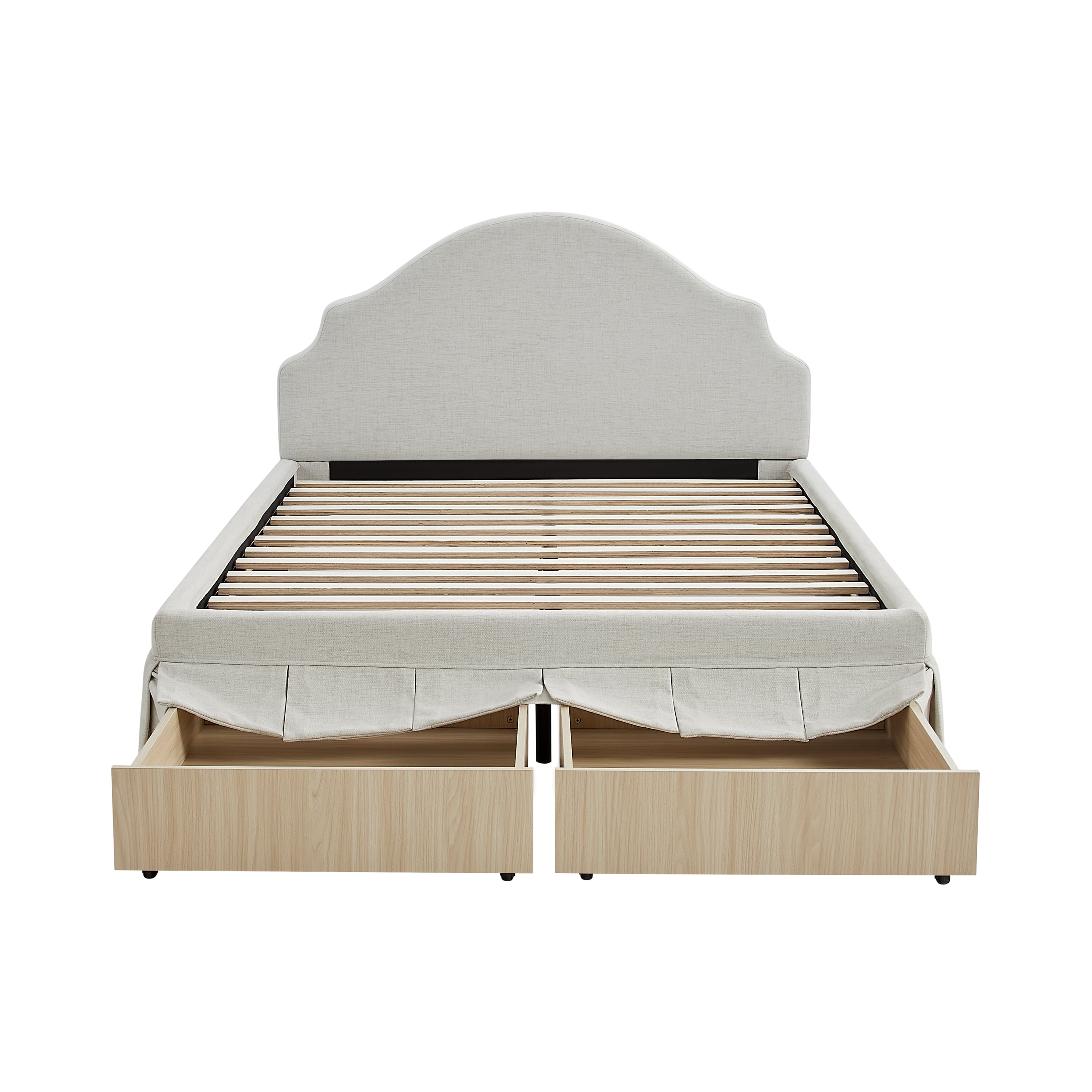 Studio Living Christine Upholstered Storage 39.8" Beige Bed Frame, Queen