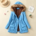 thumbnail image 2 of Women Solid Color Coat Button Down Overcoat Warm Winter Overcoat Long Sleeve Cardigan Fluffy Jacket Windproof Outer Coat, 2 of 5