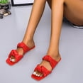 thumbnail image 5 of GERsome Womens Comfy Slippers Bow Mules Square Toe Slip on Flat Ladies Evening Party Wedding Sandals, 5 of 7