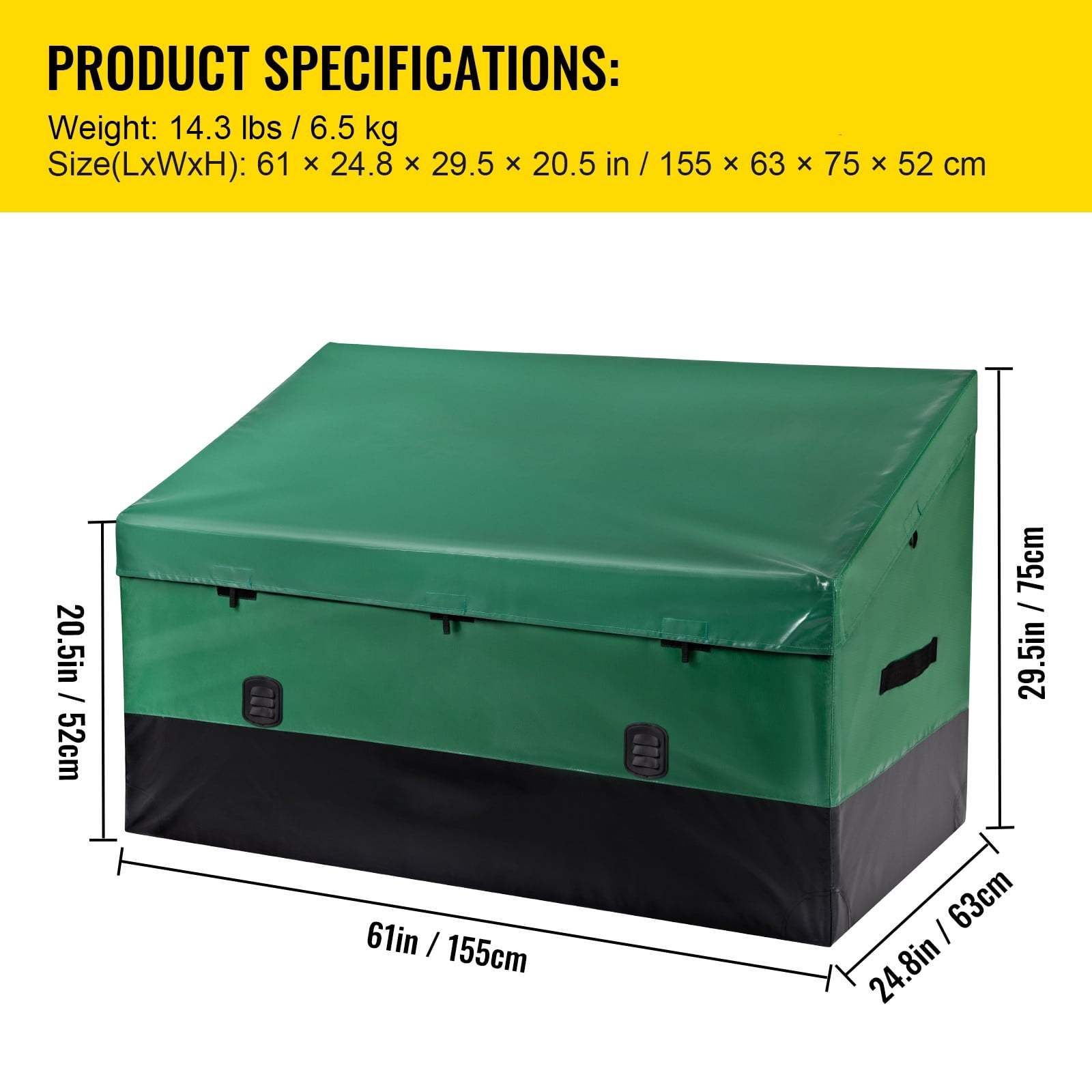 SKYSHALO Outdoor Portable 150 gal Galvanized Poles, PE Tarpaulin Deck Box, Green