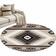 thumbnail image 2 of 3ft Washable Round Rug, Aztec Southwestern Non-Slip Circle Area Rug for Bedroom Bedside, Ethnic Tribal Style Geometric Brown Soft Indoor Floor Mat for Home Decor, 2 of 9