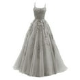thumbnail image 1 of iTNHFP Robes pour Femmes Invité de Mariage Formel Robe à Bretelles Spaghetti Longue en Dentelle Appliquée Robe de Soirée, 1 of 2