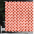 thumbnail image 3 of Ambesonne Vintage Shower Curtain, Abstract Warm Toned Lattice, 69"Wx70"L, Vermilion and White, 3 of 4