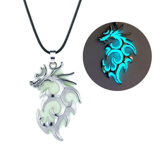 GENEMA Luminous Flame Dragon Pendant for Men Women Dark Jewelry Halloween Guard Gift
