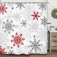 thumbnail image 2 of Winter Snowflake Christmas Bathroom Shower Curtain 71W by 71H Inch Snow Xmas Red Gray Holiday New Year Polyester Fabric 12 Plastic Hooks Waterproof Decor, 2 of 6