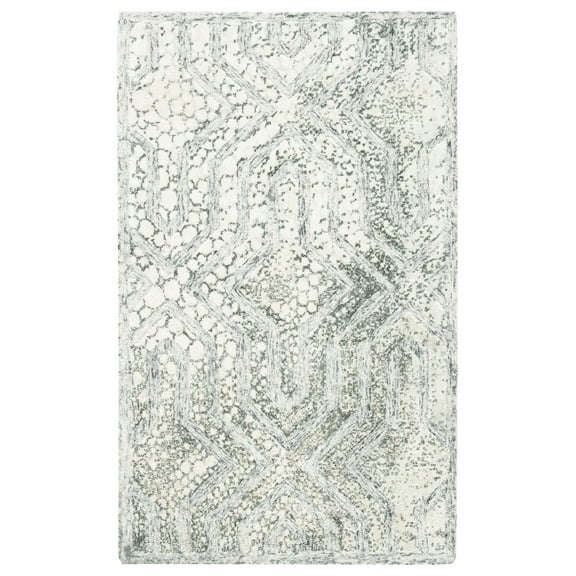 SAFAVIEH Restoration Vintage Rubye Geometric Area Rug, Charcoal/Ivory, 4' x 6'