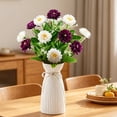 thumbnail image 6 of All Weather UV Resistant Artificial Flowers with Green Foliage, Realistic Faux Plastic Floral Bouquet, Indoor Outdoor Decor for Garden Porch Wedding Home Vase Arrangements(White&Purple), 6 of 7