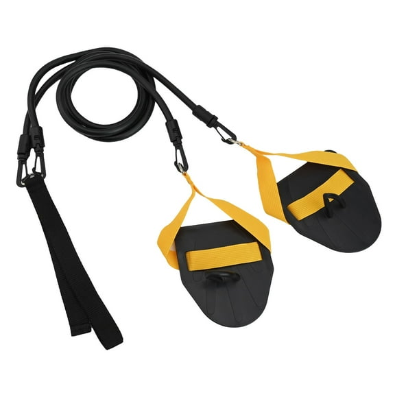 Dryland Swim Trainer Swimming Arms Strength Train Resistance Band With Paddles Black 60Lb