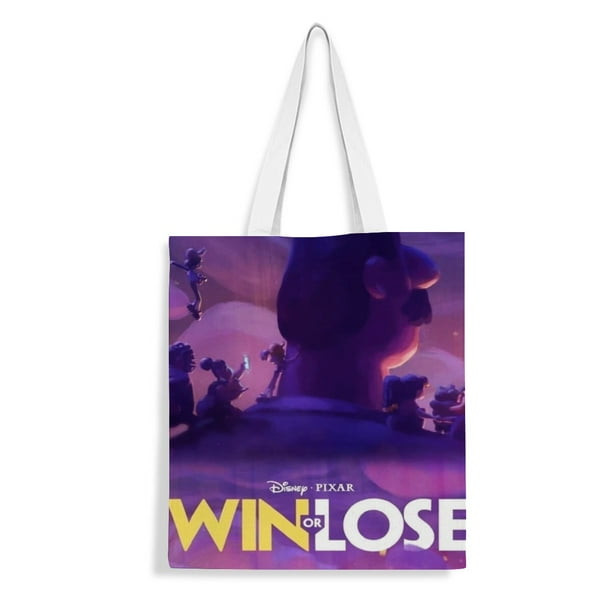 Win or Lose Bolso de tela con estampado de lienzo para mujer, bolsa de compras reutilizable y estética, con cremallera interior, regalo para mujer,38*45cm.