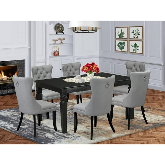 East West Furniture 7 Piece Dining Set Consists of a Rectangle Kitchen Table with Butterfly Leaf