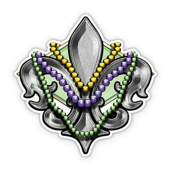 Mardi Gras Beads - 3" Vinyl Sticker - For Car Laptop I-Pad Phone Helmet Hard Hat - Waterproof Decal