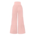 thumbnail image 5 of Wide Leg Pants for Women Casual Linen Palazzo Pants with Pockets Ladies Pull On High Waisted Beach Trousers, S, 5 of 7