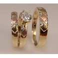 thumbnail image 2 of Lab Created Diamond His Her Trio Solitaire Ring & Band Set 14K Yellow Gold Plated Solid 925 Sterling Silver, 2 of 5