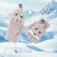 thumbnail image 5 of IDALL Winter Fingerless Gloves for Women Men Warm Knitted Convertible Mittens Flap Cover Beige One Size, 5 of 7