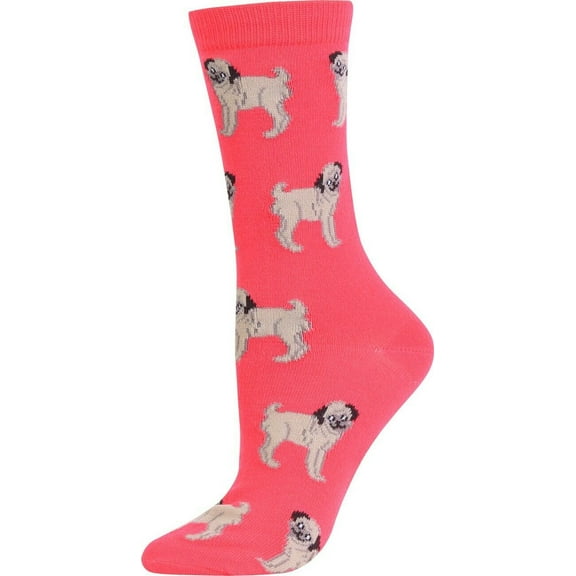 Womens Fun Crew Socks Pug Puppy Dog Colorful Funny Novelty Socks Size 9-11